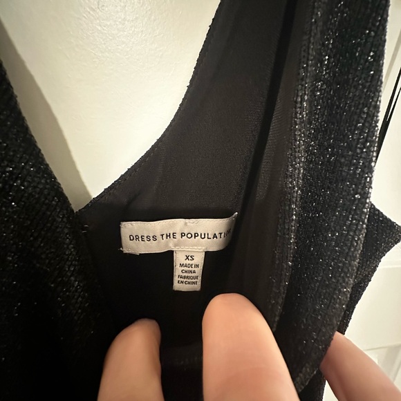 NWT - Dress the Population Jordan ruched side slit dress in black metallic! - Picture 9 of 9
